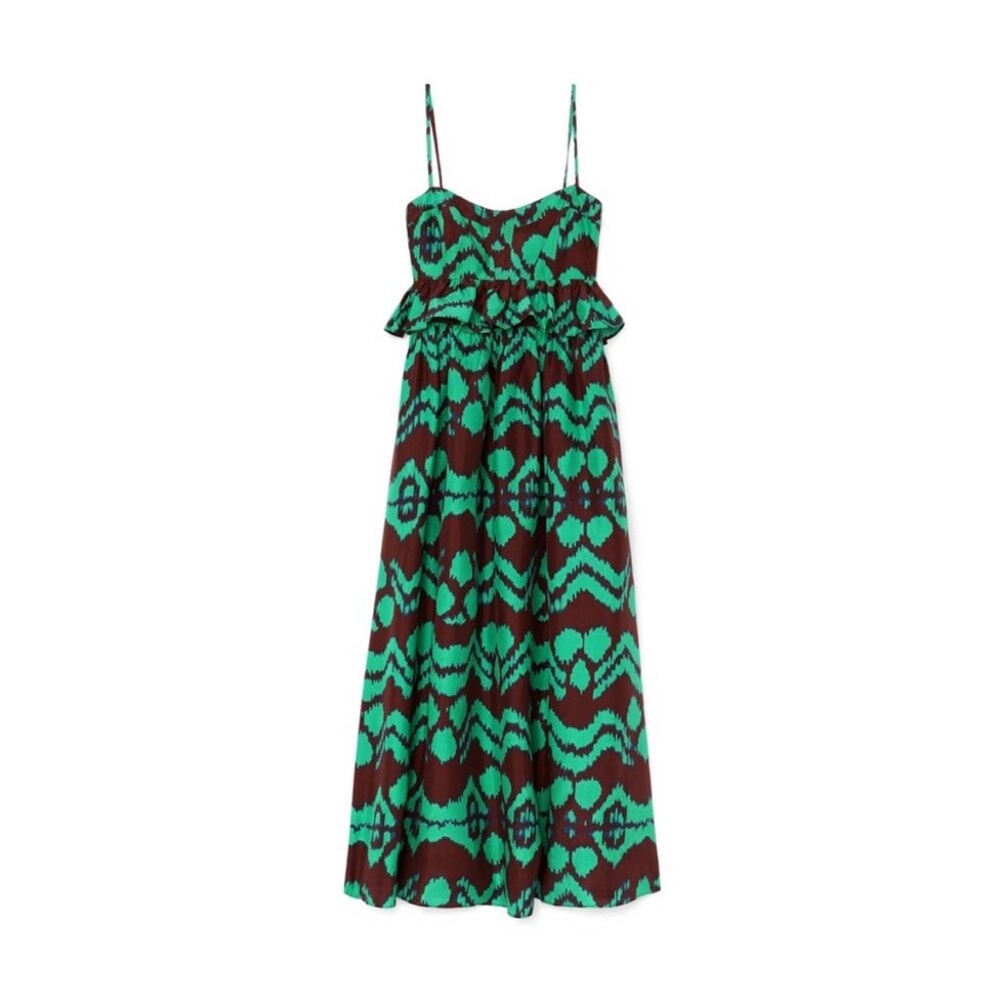 Ulla Johnson Green and Brown Patterned Dress - Picture 10 of 13